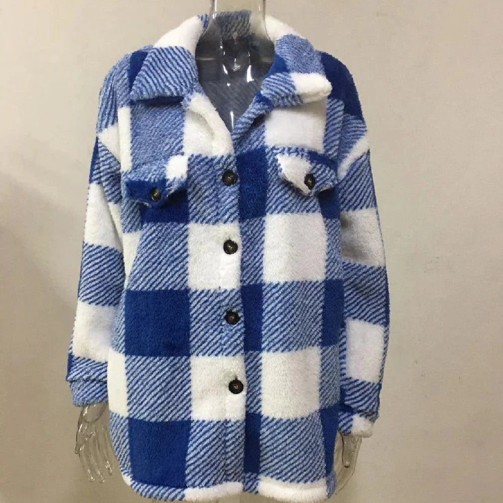 Cozy, plush women's jacket with stylish striped pattern in a variety of color options