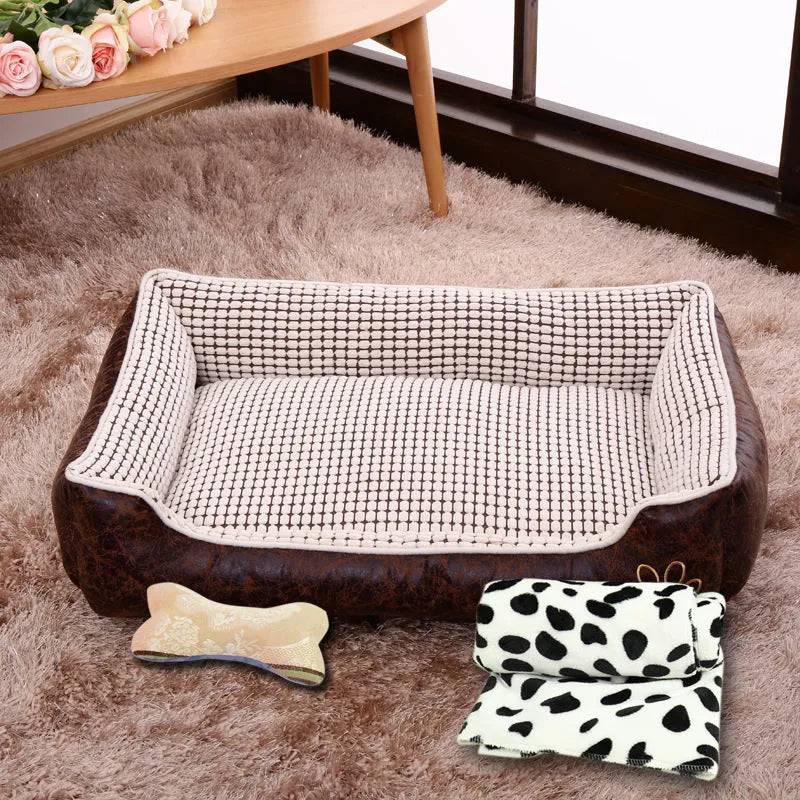 Flannel dog kennel in grey, coffee or beige, removable washable pet house, sizes M to XXL