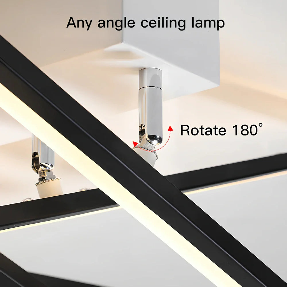 Modern ceramic ceiling light with six adjustable LED heads in black or gold finish, 50cm span