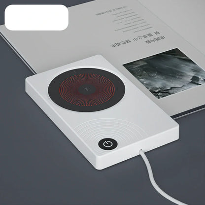 White square heating coaster set with 90x150cm cushion and 75x85cm cup holder on office desk