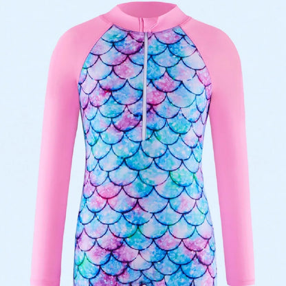 Girls' one-piece polyester swimsuit for swimming and wading, sizes 100cm to 150cm, eight colours