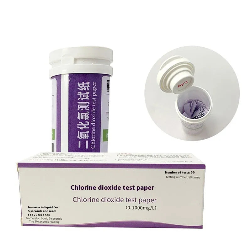 Chlorine dioxide test paper bottle with 50 pieces for 0-1000mg/L waste water detection