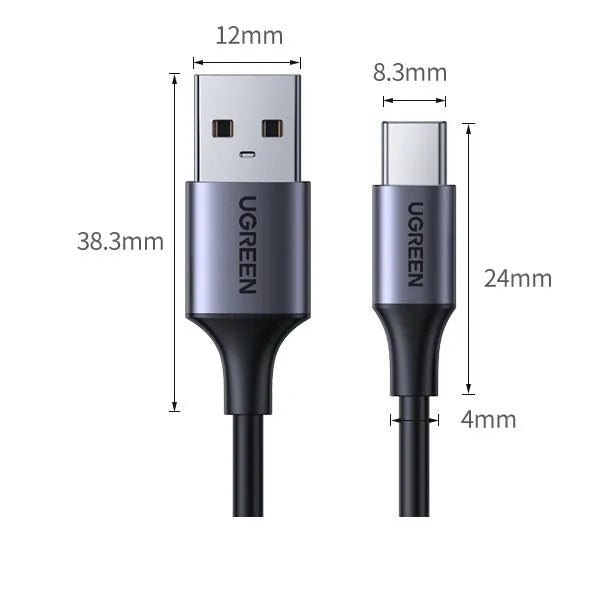 Black Lvlian 1m USB to USB-C charging and data cable for mobile phones and tablets
