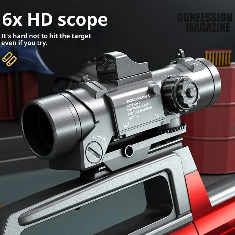 Blue assault rifle simulation toy gun with shell ejection mechanism and pull-action operation