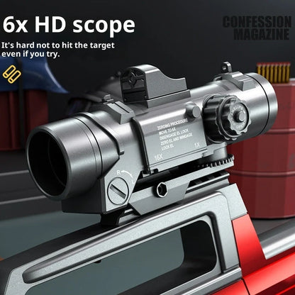 Blue assault rifle simulation toy gun with shell ejection mechanism and pull-action operation