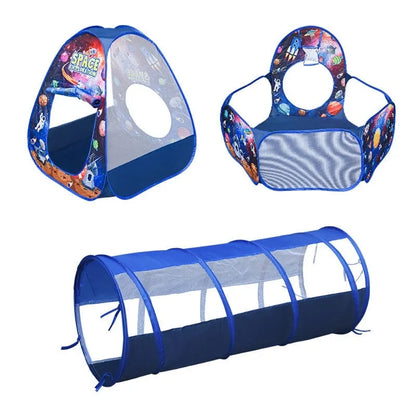 Underwater World children's three-in-one play tent with ball pool and tunnel in cartoon marine design