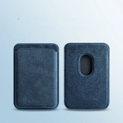 Suede magnetic wireless charger phone case for iPhone with card bag, dark green, back cover