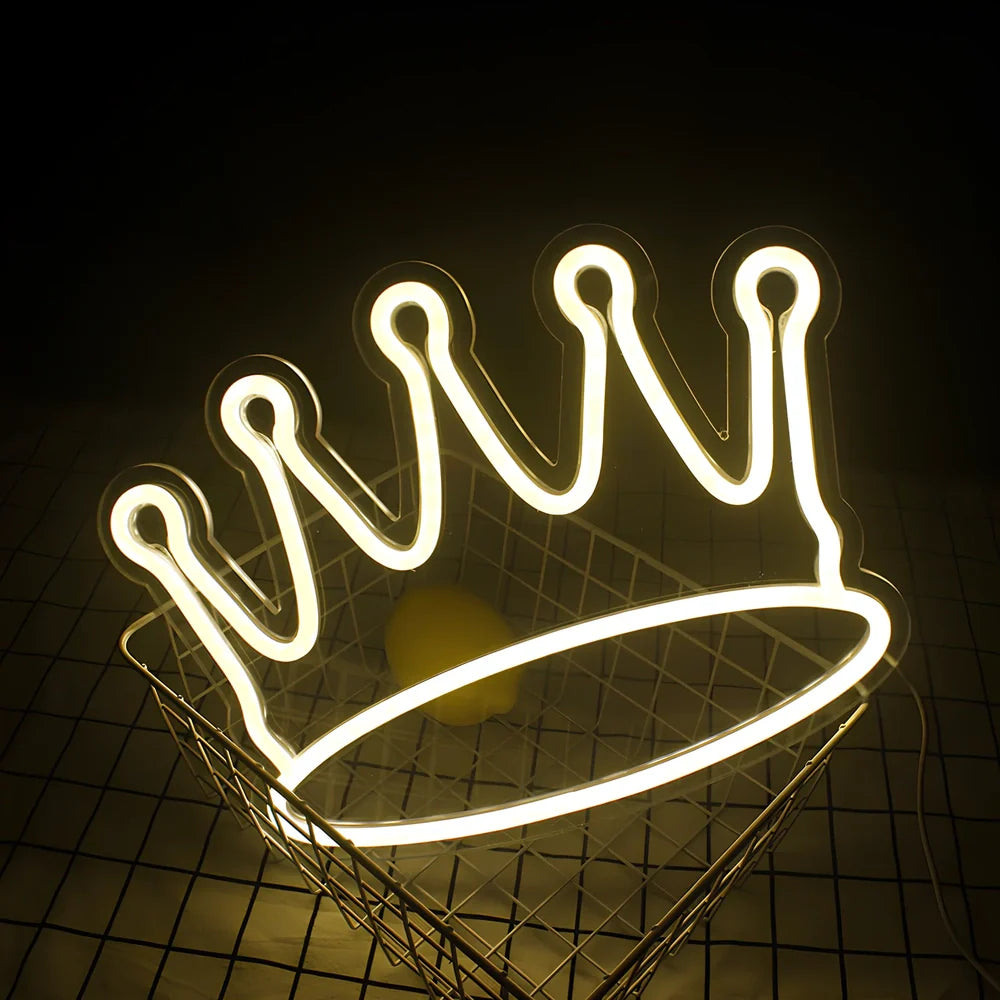 Yellow LED crown neon light with atmospheric illumination for decorative lighting