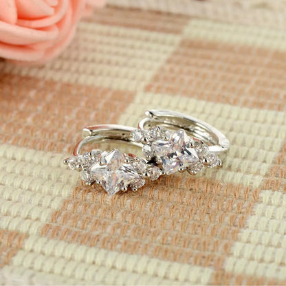 Personalized square zircon earrings in gold, silver, and colored zircon options with a geometric design