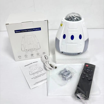 Space capsule shaped galaxy atmosphere projector lamp with USB cable and remote control