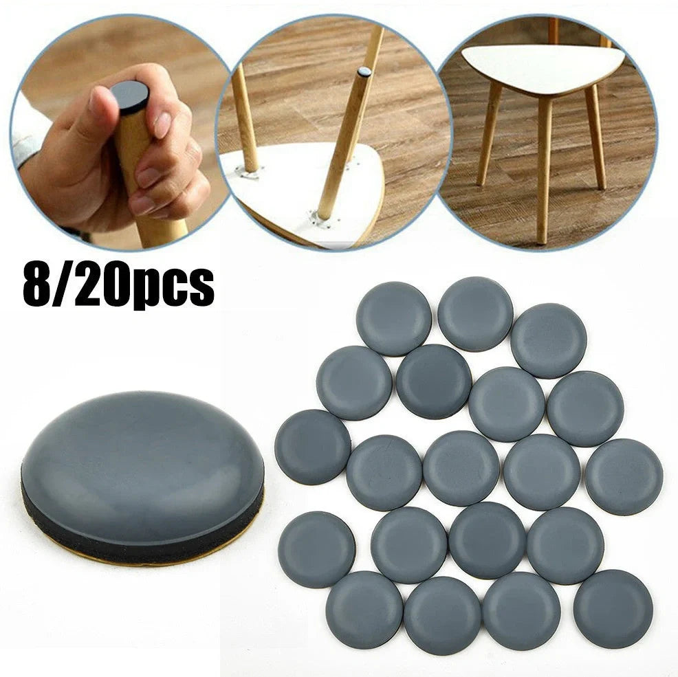 Blue-grey adhesive furniture slip pads measuring 22mm diameter for floor protection