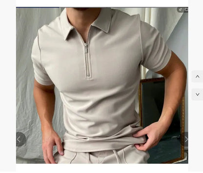 Men's loose fit short sleeve polo shirt in solid colour options