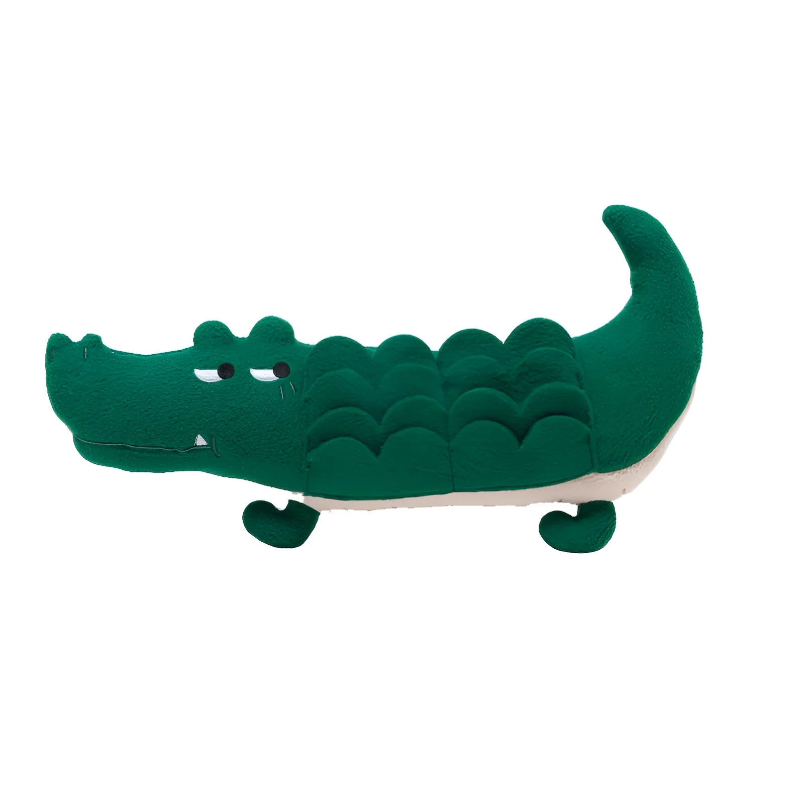 Green plush toy dog measuring 35cm with durable construction for pet play