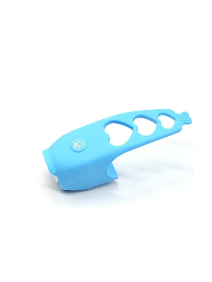 Electronic bicycle horn in six colour options showing compact plastic design for handlebar mounting
