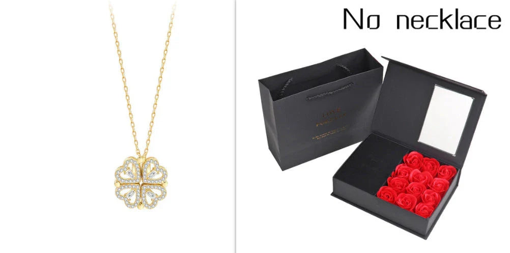 Elegant four-leaf clover necklace with magnetic and detachable design for versatile styling