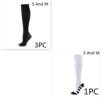 Athletic compression socks with three-bar design for men and women