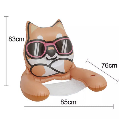 Animal-themed inflatable water hammock chair with net for pool and beach relaxation