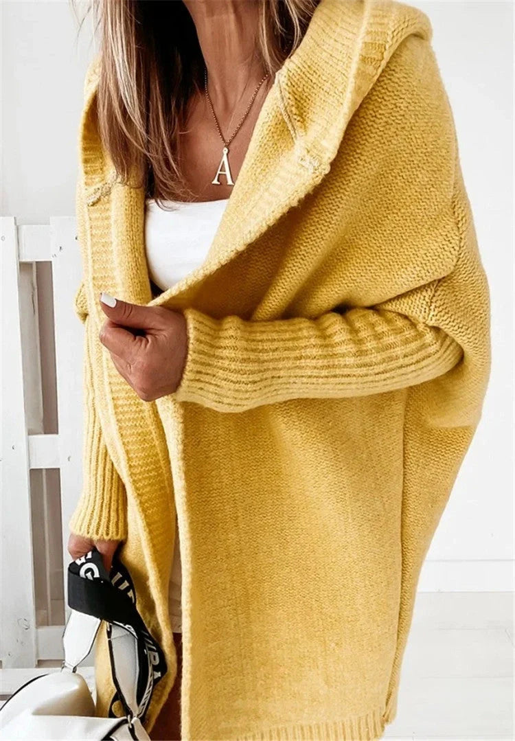 Stylish Bat Sleeve Hooded Cardigan for Women in various colors