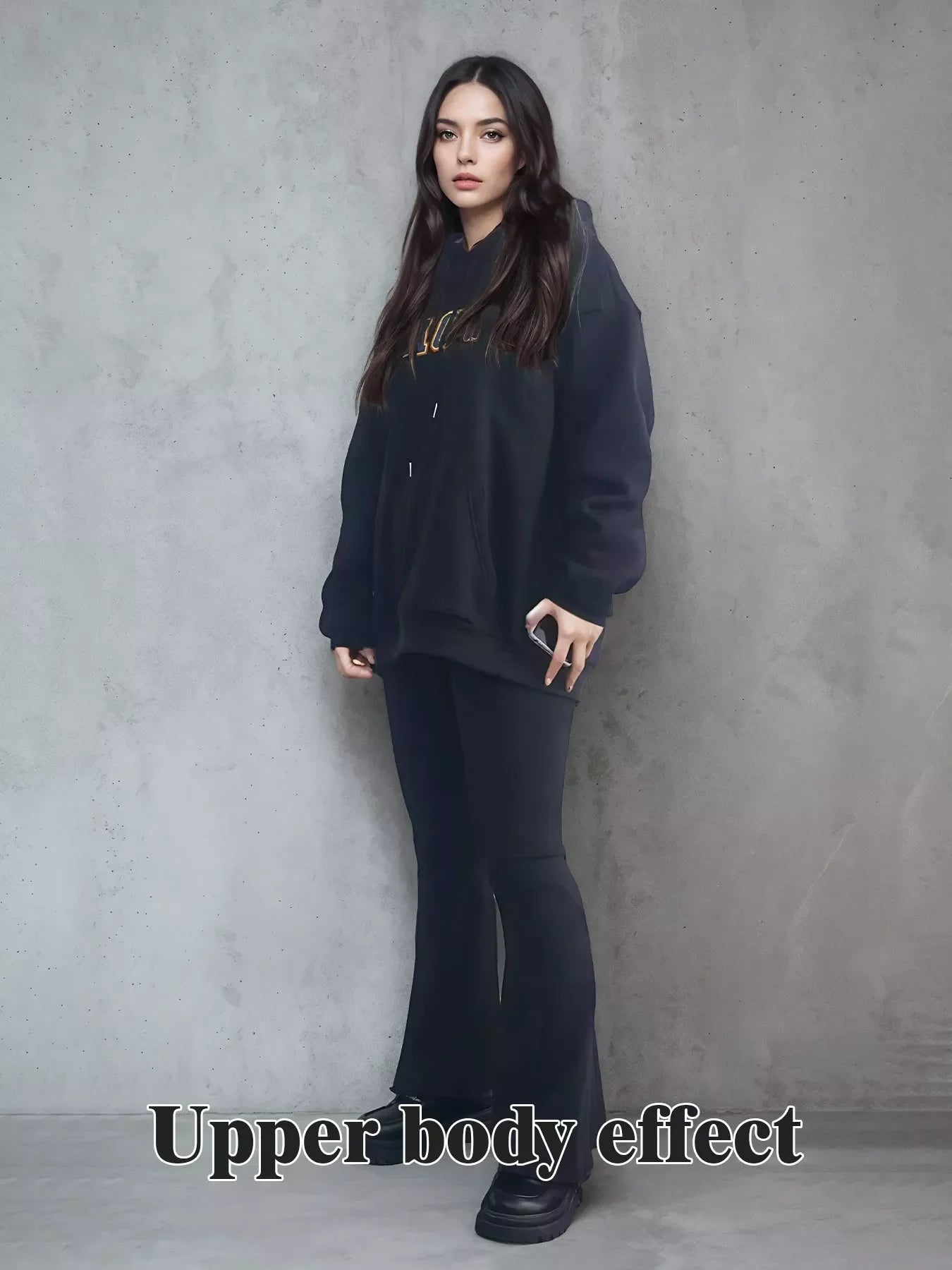 Cotton long sleeve printed hoodie for men and women in black, khaki, and purple