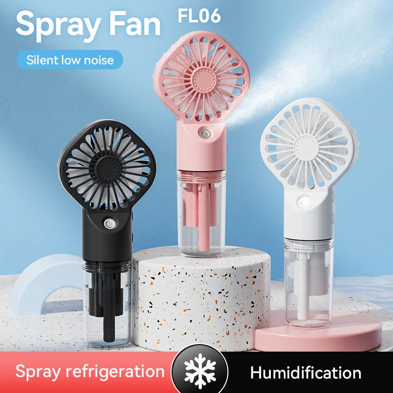 F7 clip spray fan in black colour showing clip attachment and mist spray function