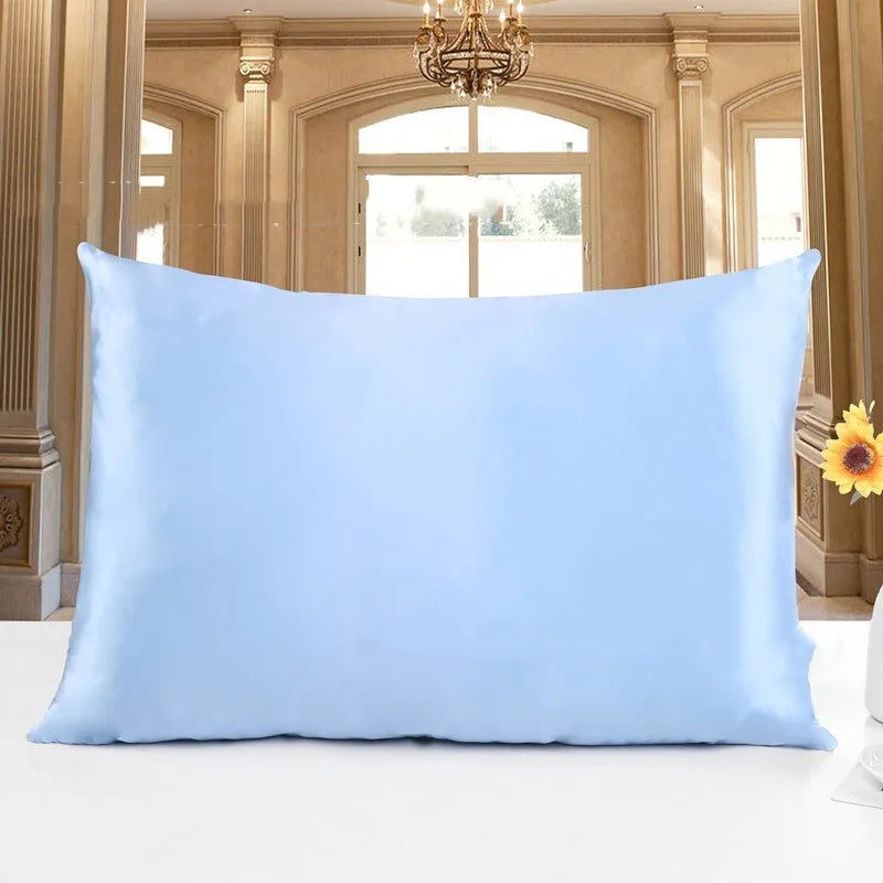19 M double-sided silk pillowcase in apricot colour showing smooth texture and dimensions