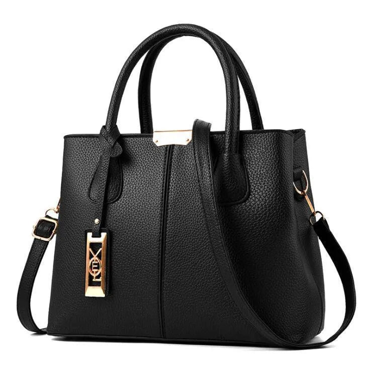 Soft PU leather large capacity shoulder bag in a horizontal square shape with an adjustable strap
