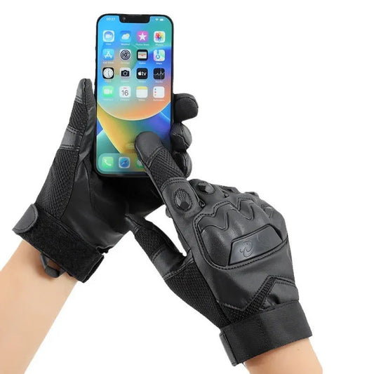 Men's black tactical gloves with touchscreen fingertips for training and commuting activities