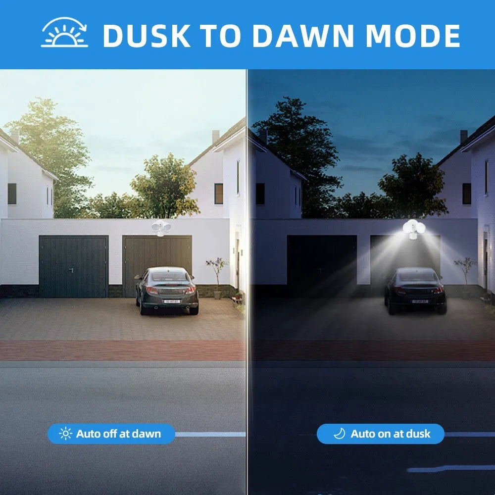 White LED security flood light with motion sensor for outdoor wall mounting
