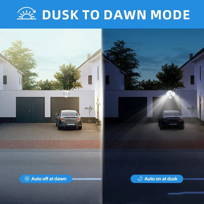 White LED security flood light with motion sensor for outdoor wall mounting