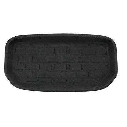 Tesla Model Y TPR floor mat set showing foot mats, storage box mats, and tailbox mats