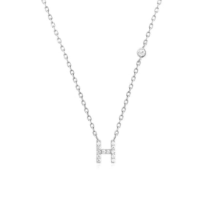 Custom Initial Necklace with sparkling CZ pendant, available in gold or silver finish