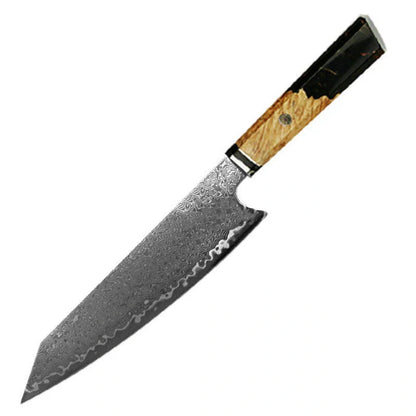 Damascus steel chef's knife for Japanese cuisine with 34.7cm blade