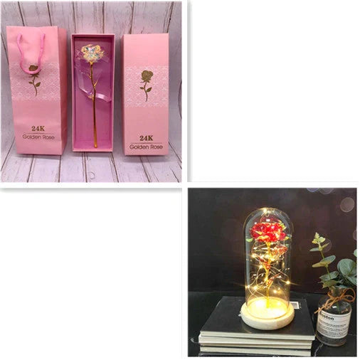 Handmade 24K gold rose flower set in elegant gift box