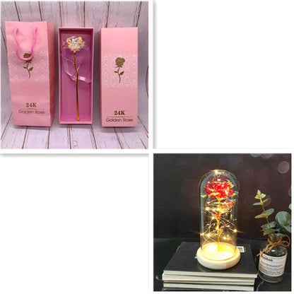 Handmade 24K gold rose flower set in elegant gift box