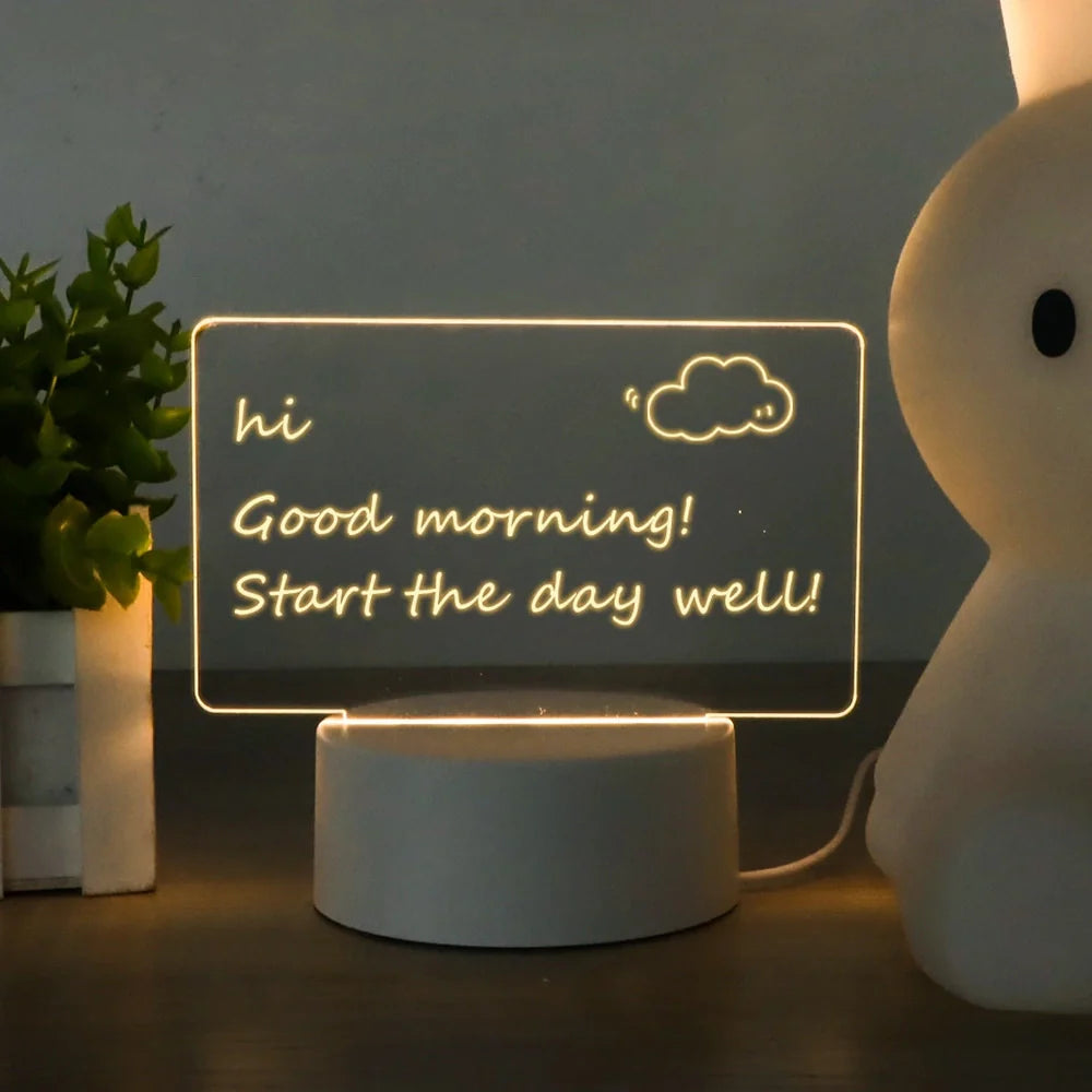 LED light note board with 15cm heart-shaped luminous writing surface and USB power