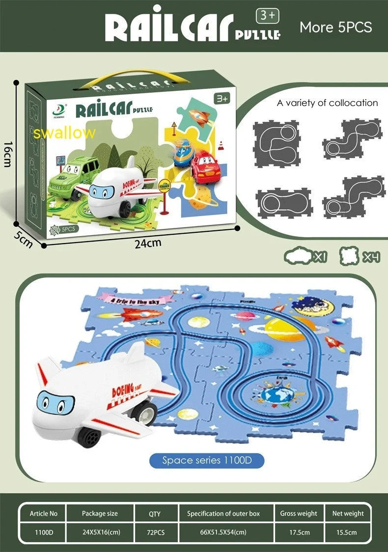 DIY Electric Railroad Speeder Toy for kids with customizable tracks