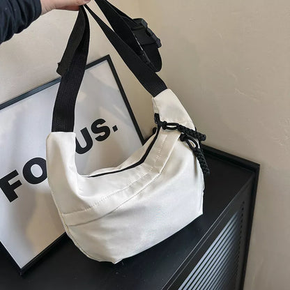 Korean Underarm Tote Bag in black, red, white, and khaki with mobile phone pocket