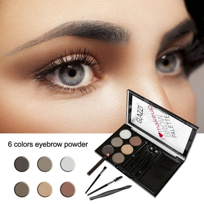 Natural Brown Eyebrow Powder Palette with brush and stencils for perfect shaping