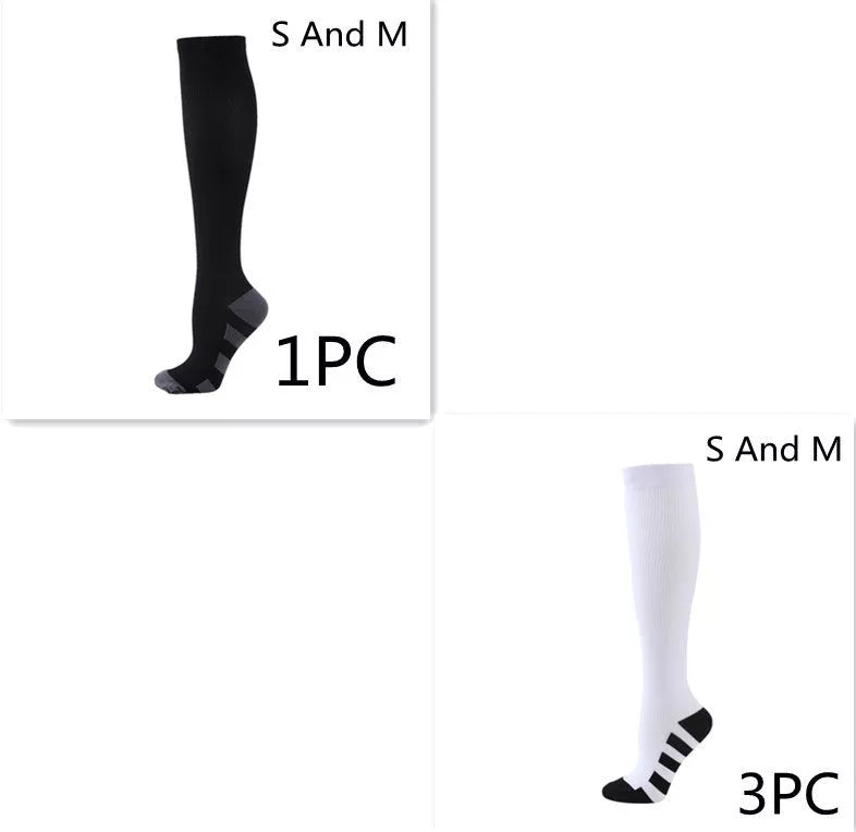 Athletic compression socks with three-bar design for men and women