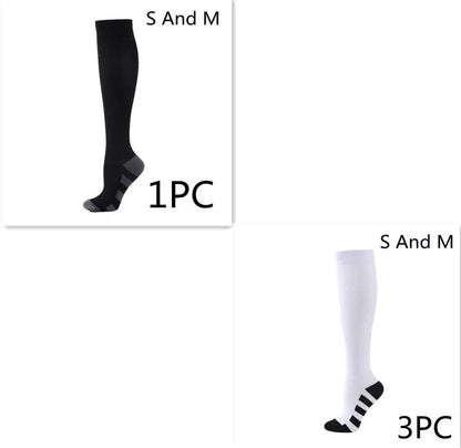 Athletic compression socks with three-bar design for men and women