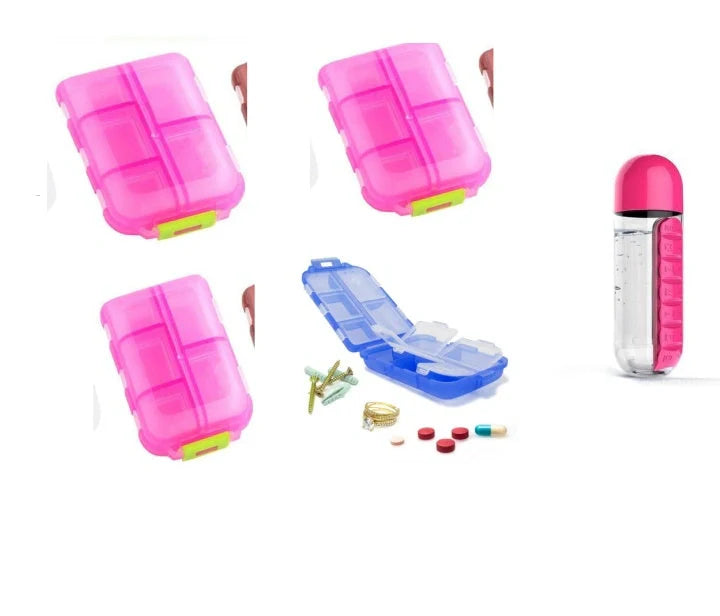 10-Grid Moisture-Proof Travel Pill Organizer in multiple colors for medication management