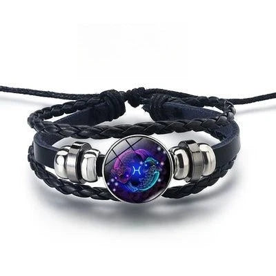 Luminous zodiac bracelet with glow-in-the-dark astrological symbols for stylish nightlight fashion