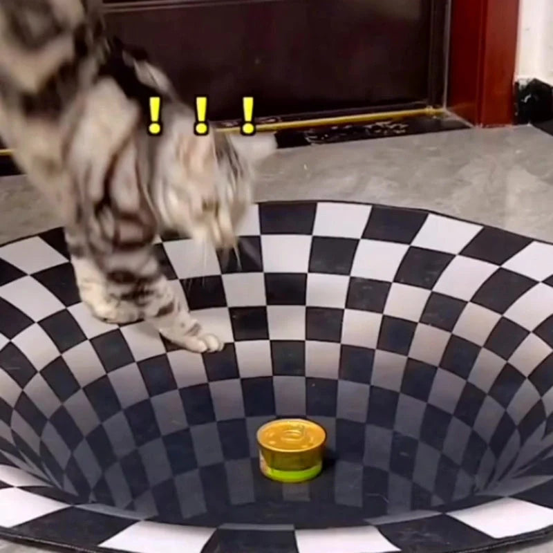 3D Geometric Stereoscopic Illusion Floor Mat for Pets in vibrant colors