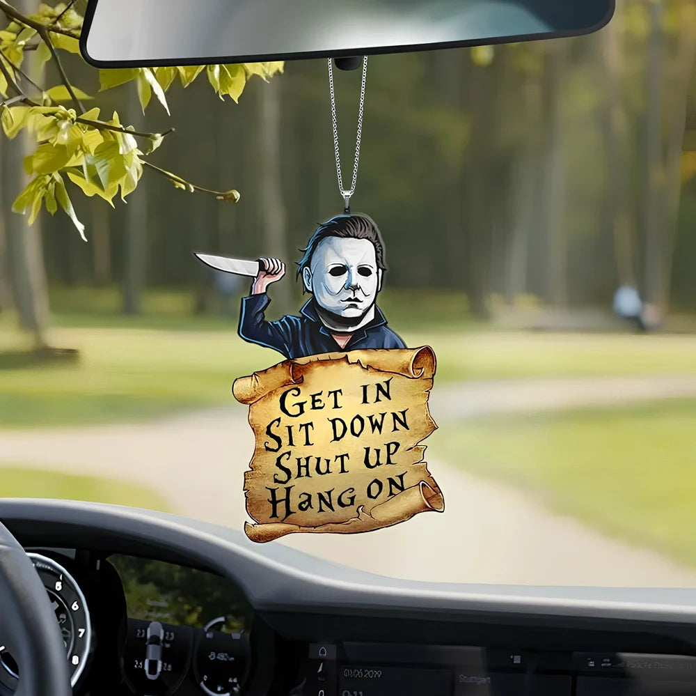 Halloween keychain ornaments showing 12 character designs including white masks and pumpkin holders