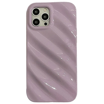 Ins Style simple pleated silicone phone case for Apple iPhone in a Nordic design colour.
