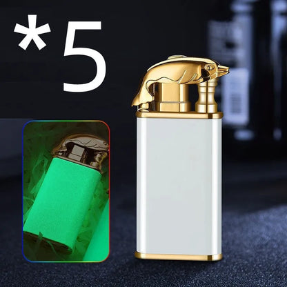 Metal dragon dolphin design double flame windproof lighter with blue jet fire