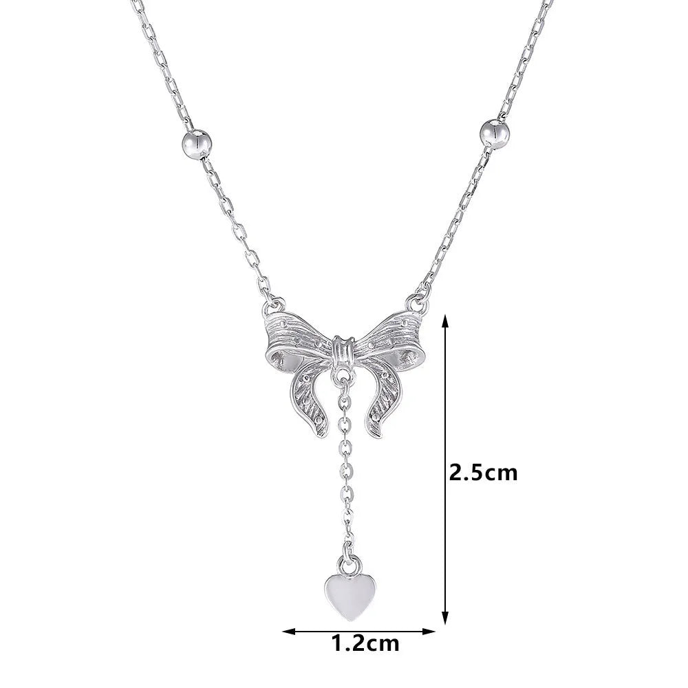 S925 sterling silver butterfly heart pendant on an adjustable O-ring chain necklace.