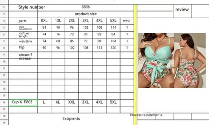 Women's plus size one-piece swimsuit with lace-up chest in leopard print design