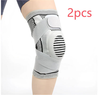 Outdoor sports pressure knee pads in fluorescent green, breathable polyester construction for mountaineering and cycling