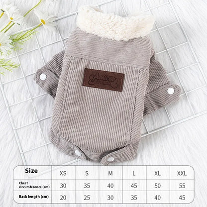 Lambswool-lined dog vest with fleece padding in grey or pink colour, sizes XS to XXL
